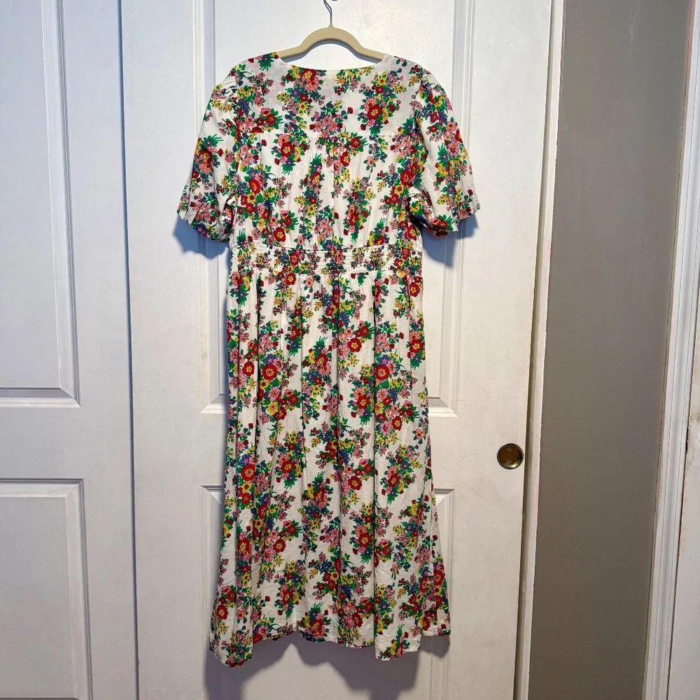 Boden Lillian Cotton Floral Midi Dress Size 16/18 - Picture 8 of 14
